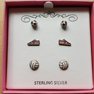 Enamel Sports Earrings Soccer, Volleyball, cleats